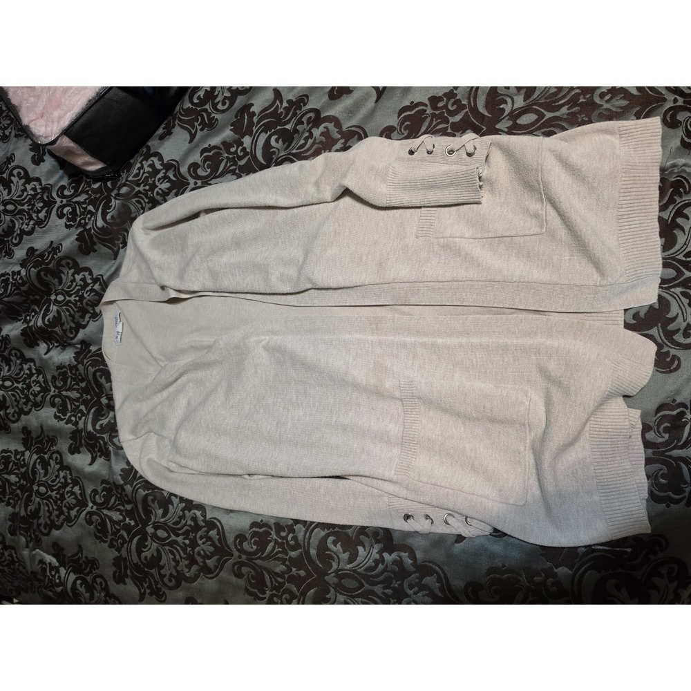 99 Jane Street Tan Cream Beige Cardigan Jacket Medium Long‎
